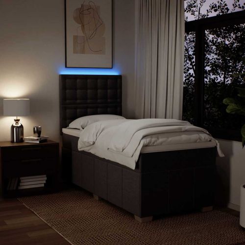 Боксспринг легло с матрак, тъмнокафяво, 90x200 см, плат