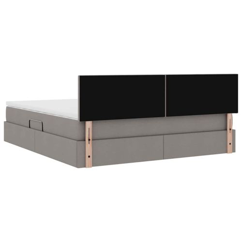 Легло с място за съхранение и LED Таупе 160 x 200 cm Полиестер