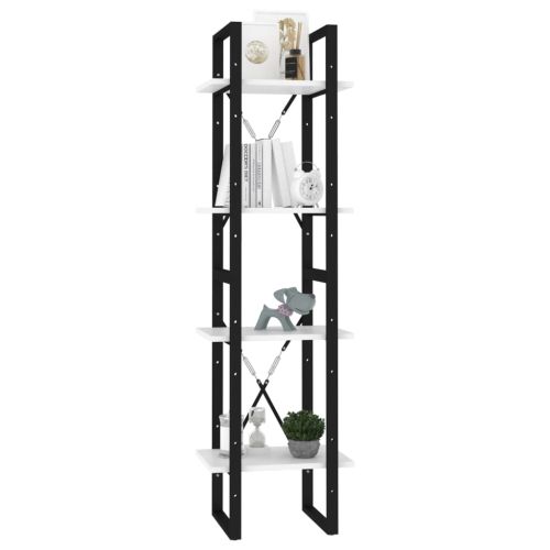 4-етажна библиотека, бяла, 40x30x140 см, инженерно дърво