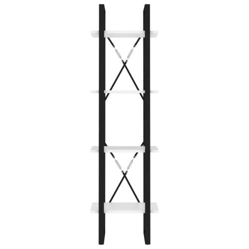 4-етажна библиотека, бяла, 40x30x140 см, инженерно дърво