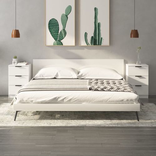 Нощни шкафчета, 2 бр, бял гланц, 40x36x65 см