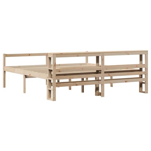 Легло за възрастни с табла, 200x200 см, борово дърво масив