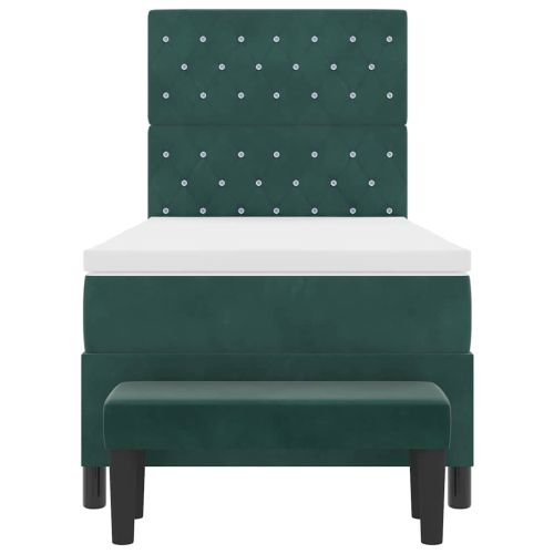 Легло с пружинирана основа Тъмен зелен 90 x 190 cm Кадифе