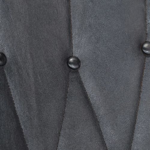 Люлеещ се стол с табуретка, сив, естествена кожа