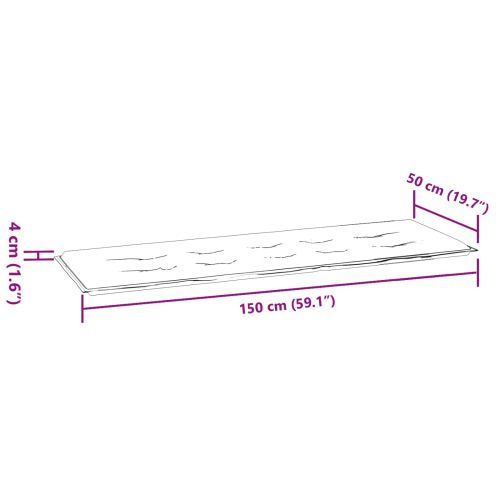 Възглавница за градинска пейка Флорален Зелен 150 x 50 x 4 cm