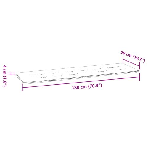 Възглавница за градинска пейка Каре Черно 180 x 50 x 4 cm