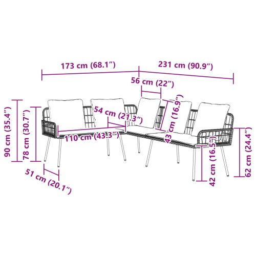 Диван с възглавница Сив 61.5 x 123 x 82cm Метал