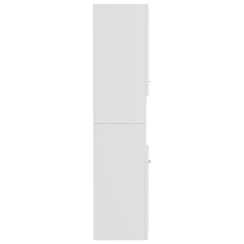 Шкаф за баня, бял гланц, 30x30x130 см, инженерно дърво