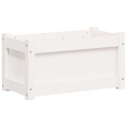 Градински сандъци, 2 бр, бели, борово дърво масив