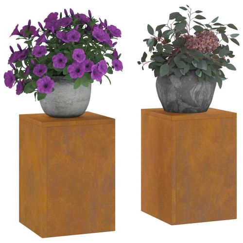 Стойка за растения 2 pcs Ръждясало 24 x 24 x 35 см