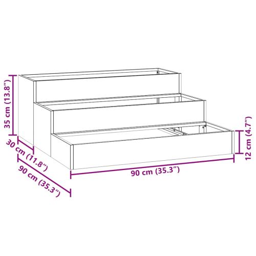 Градинска саксия Сребрист 90 x 90 x 35 см Галванизирана стомана