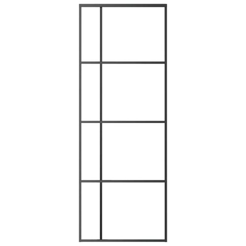 Плъзгаща се врата, ESG стъкло и алуминий, 76x205 см, черна