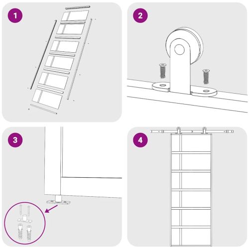 Плъзгаща се врата, ESG стъкло и алуминий, 76x205 см, черна
