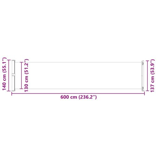 Прибираща се дворна странична тента, 140x600 см, кафява