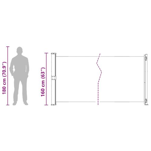 Прибираща се дворна странична тента, 600x160 см, кремава