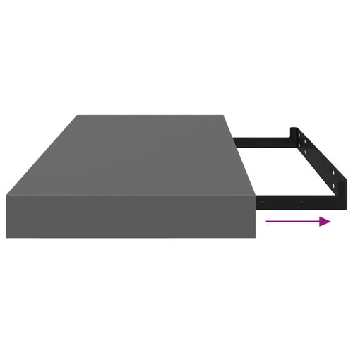 Окачени стенни рафтове, 4 бр, сив гланц, 60x23,5x3,8 см, МДФ