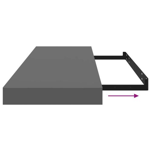 Окачени стенни рафтове, 2 бр, сив гланц, 80x23,5x3,8 см, МДФ