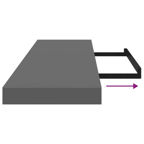 Окачен стенен рафт, сив гланц, 90x23,5x3,8 см, МДФ