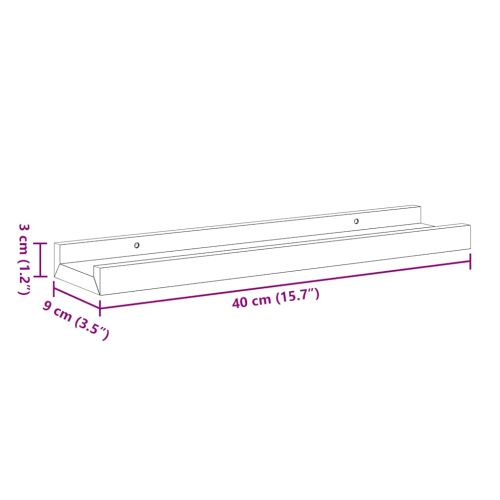 Рафтове за фоторамки, 2 бр, бели, 40x9x3 см, МДФ
