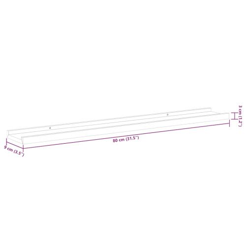 Рафтове за фоторамки, 2 бр, бели, 80x9x3 см, МДФ