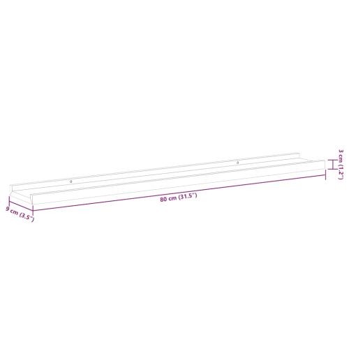 Рафтове за фоторамки, 2 бр, сиви, 80x9x3 см, МДФ