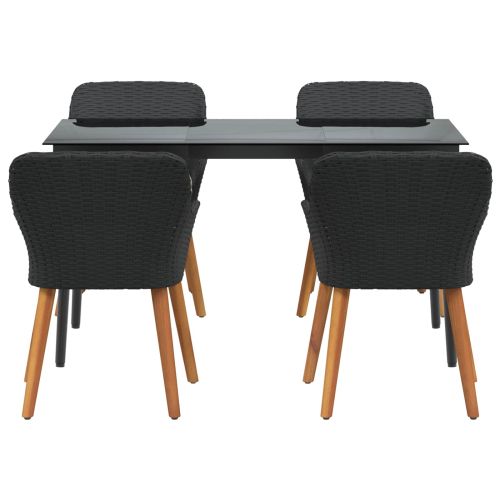 Комплект за хранене в градината 5 pcs Черно полиратан