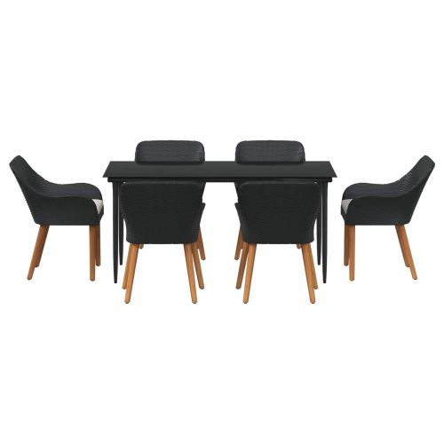 Комплект за хранене в градината 7 pcs Черно полиратан