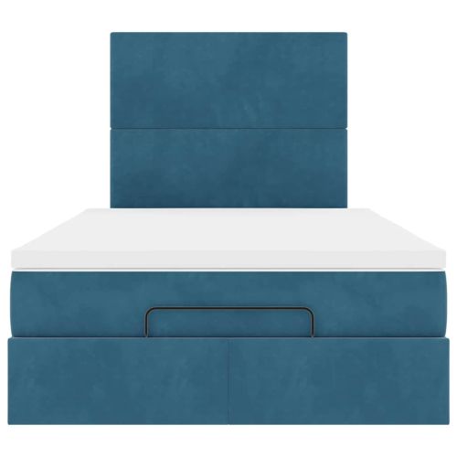 Османска легло с матраци, тъмносиньо, 120x200 см, кадифе