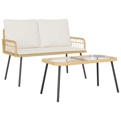 Комплект за хранене в градината 2 pcs Естествен полиратан