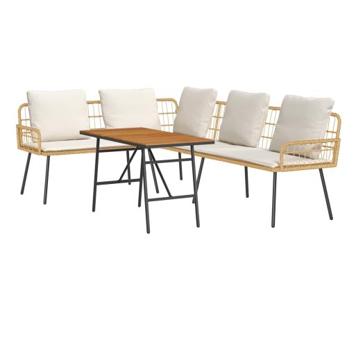 Градински Софа Комплект 2 pcs Естествен полиратан