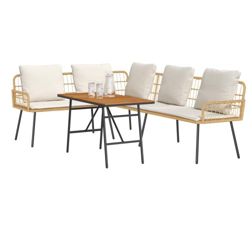 Градински Софа Комплект 2 pcs Естествен полиратан