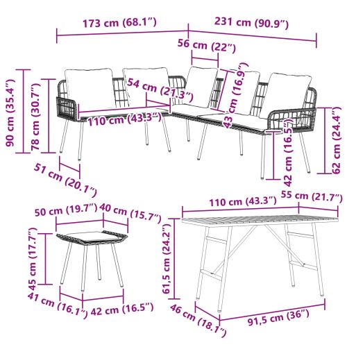 Градински Софа Комплект 4 pcs Бежово полиратан