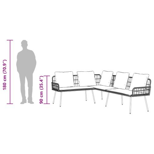 Градински Софа Комплект 4 pcs Бежово полиратан