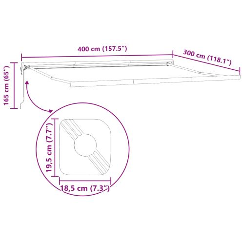 Сгъваем навес Бяло 400 × 300 cm Плат, метал