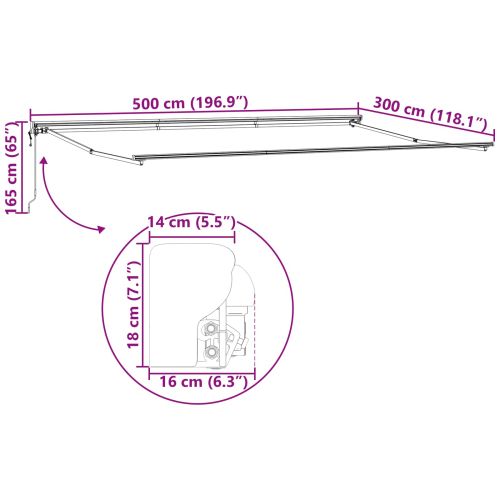 Сгъваем навес Синьо и бяло 500x300 см текстил
