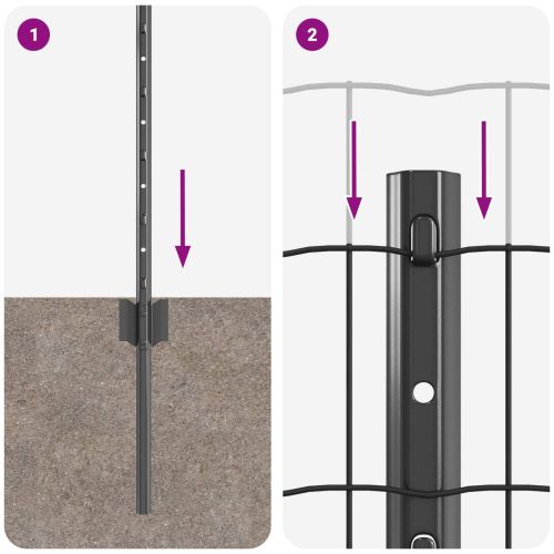 Ограда и колче Сив 0,8 x 10 m Стомана