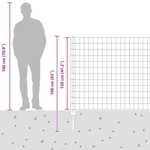 Ограда и колче Сребрист 1,2 x 25 m Стомана