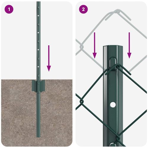 Ограда и колче Зелен 0,8 x 10 m Стомана