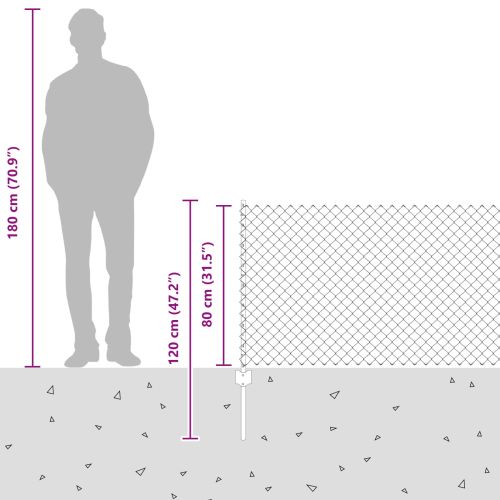 Ограда и колче Сив 0,8 x 10 m Стомана