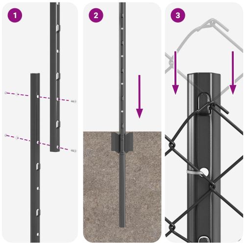 Ограда и колче Сив 1,2 x 10 m Стомана
