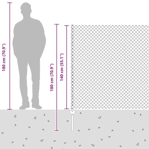 Ограда и колче Сив 1,4 x 10 m Стомана