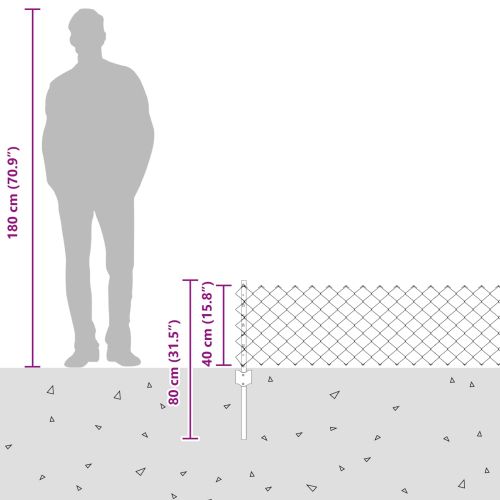 Ограда и колче Сив 0,4 x 10 м Стомана