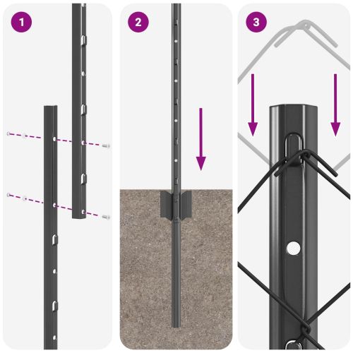 Ограда и колче Сив 1,2 x 10 m Стомана