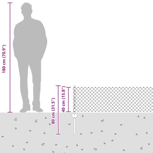 Ограда и колче Сив 0,4 x 25 м Стомана