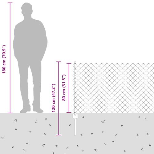 Ограда и колче Сив 0,8 x 25 m Стомана