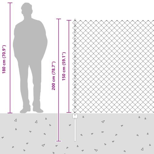 Ограда с пост Сив 1,5 x 25 m Стомана