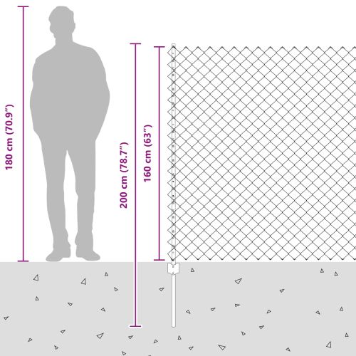 Ограда и колче Сив 1,6 x 25 m Стомана