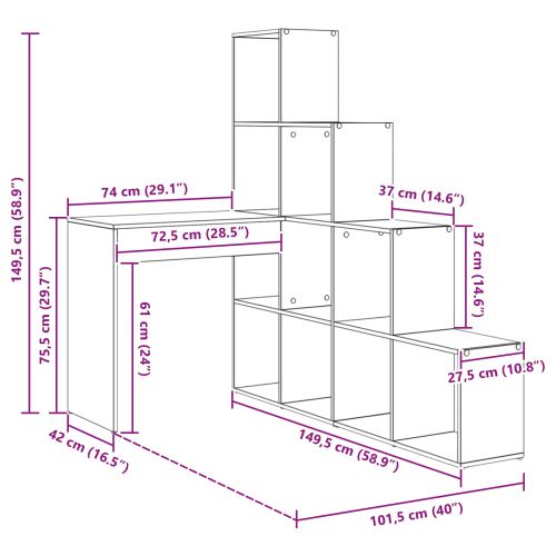 Ъглово бюро с рафт Дъб 101,5 x 149,5 x 149,5 см Инженерно дърво
