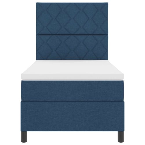 Легло с пружинирана основа с матрак Синьо 100 x 200 cm текстил