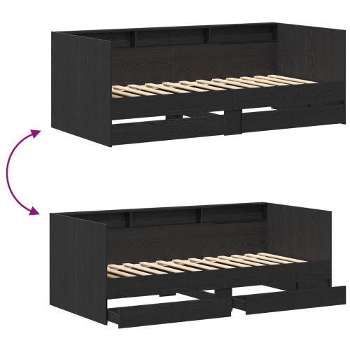 Дневно легло с чекмедже Сив 90 x 200 cm Инженерно дърво